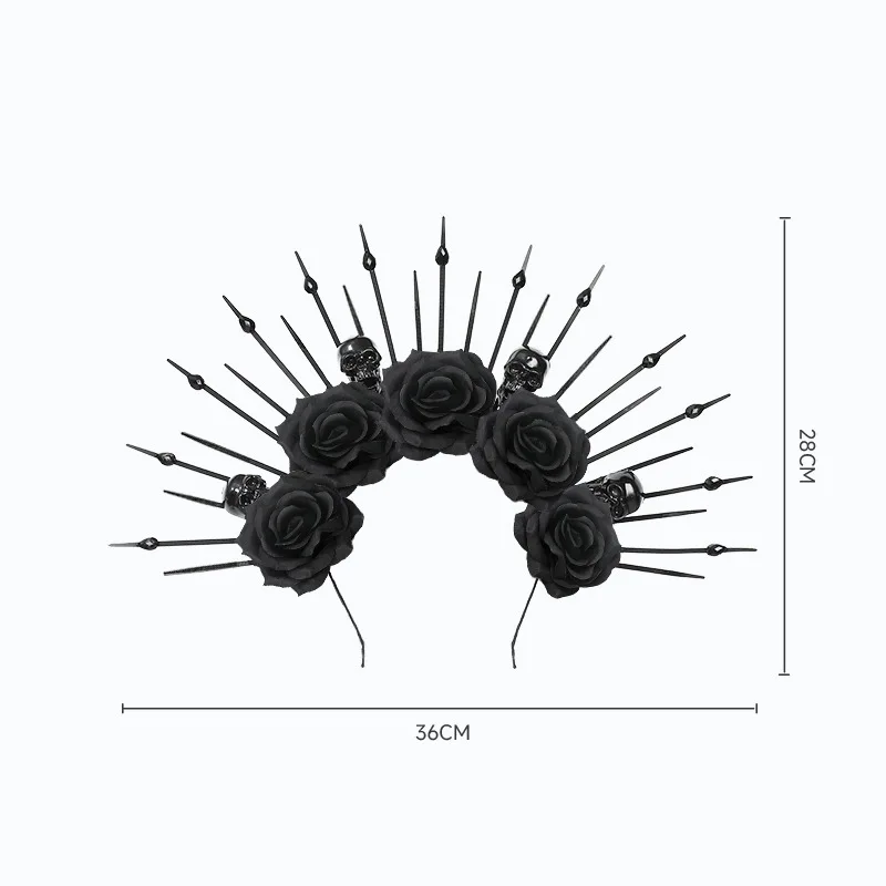 Newly Launched Skull Rhinestone Zipped Headband for Gothic Queen Cosplay Performance in Party Multi