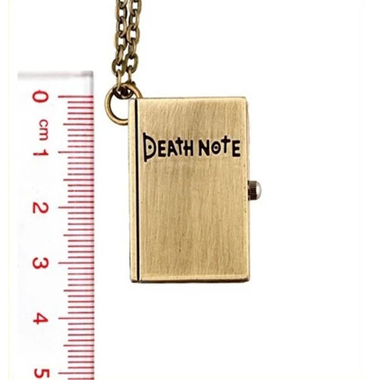 Anime japonês antigo colar corrente relógio pingente death note book relógio de bolso de quartzo para homens