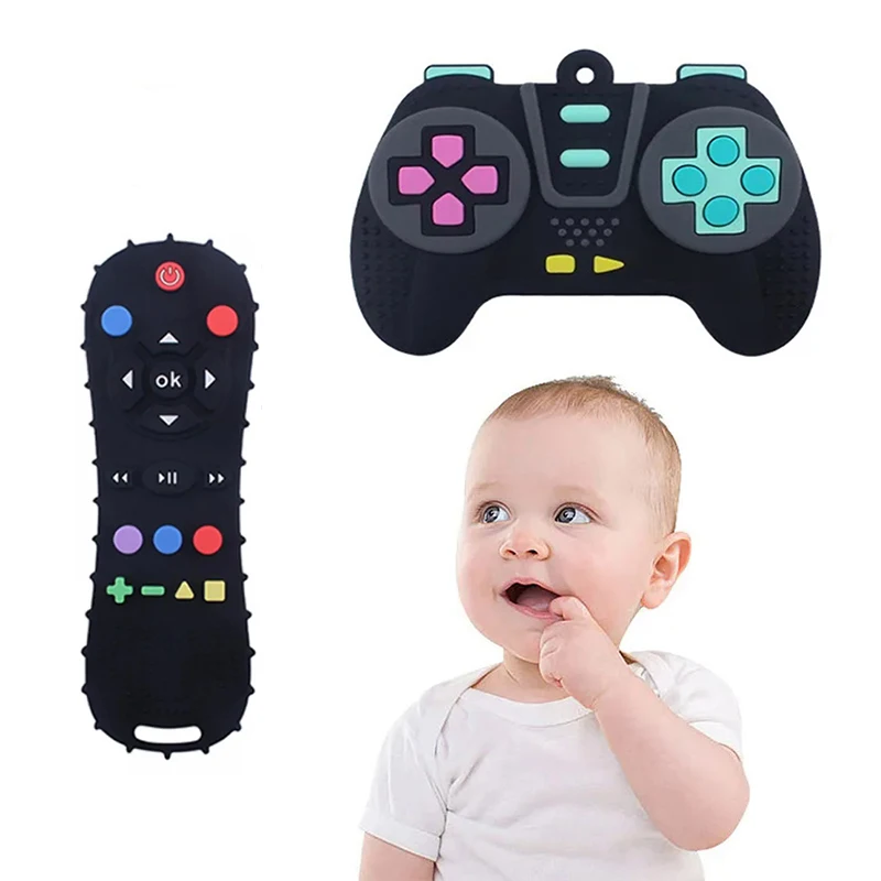 Massaggiagengive in silicone per bambini Giocattoli da masticare Telecomando Forma di controller di gioco remoto per roditore Giocattolo per neonati Regali educativi sensoriali