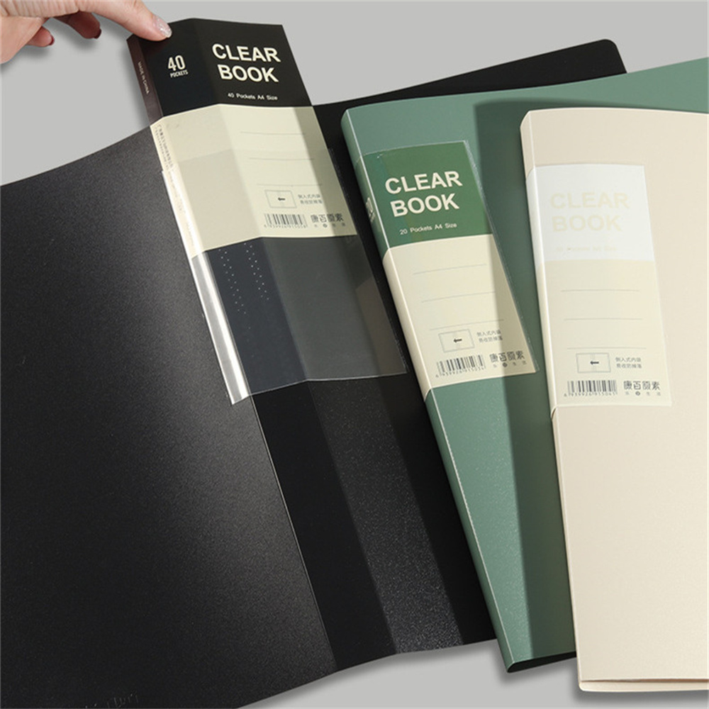 A4 File Folder Display Book 20/30/40/60 Pages Transparent Insert Paper Document Organizer Bag Office School Supplies
