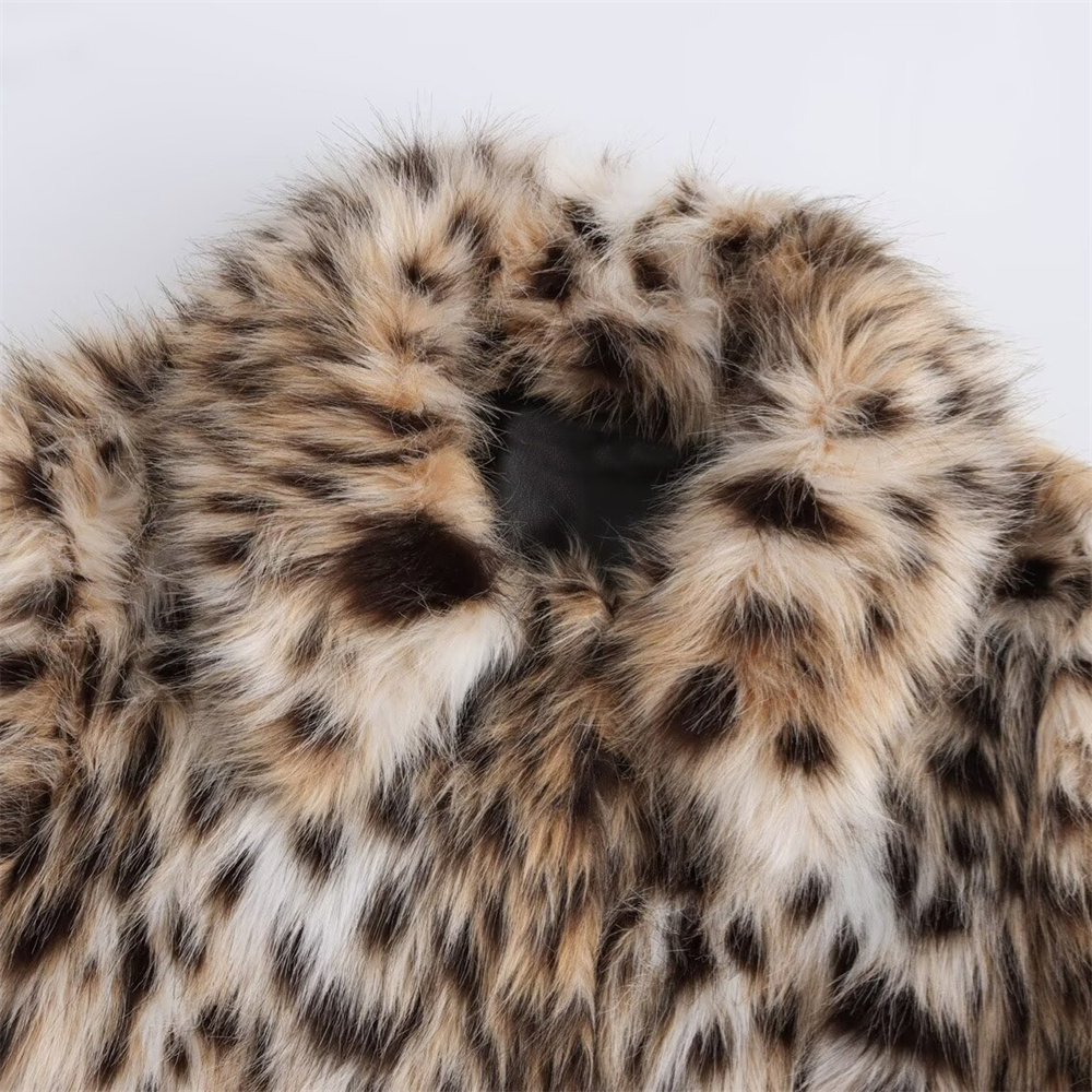 Veste chaude et épaisse à imprimé léopard pour femme, vêtement décontracté, à la mode, style fille épicée, revers, nouvelle collection automne et hiver