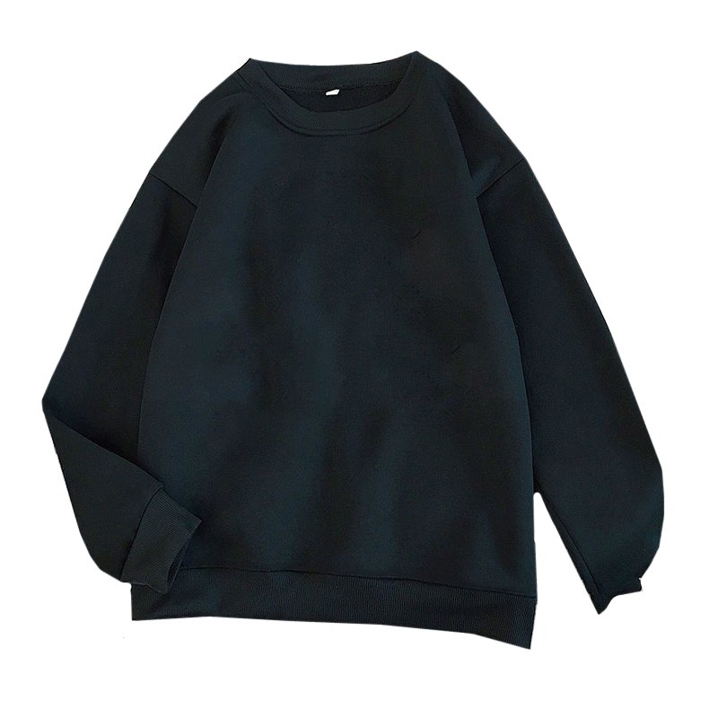 Herbst Winter Y2k Kleidung Fleece-linie Tops O Neck Sweatshirt Männer Und Frauen Langarm Schwarz Pullover Campus Stil lose Paar