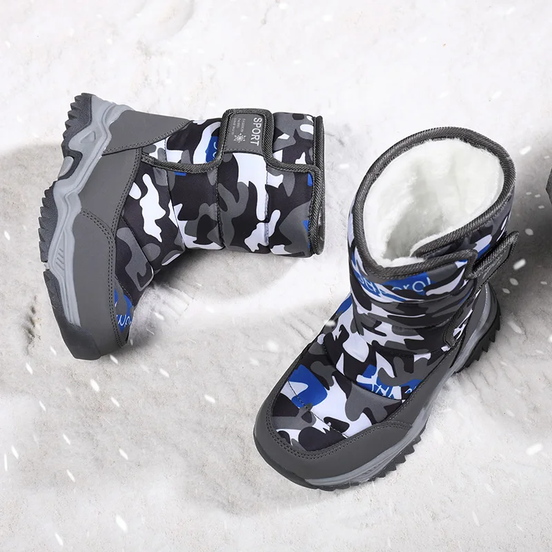 2025 ฤดูหนาวรองเท้าเด็กPlushผ้ากันน้ําลื่นรองเท้ายางSole Snow Bootsแฟชั่นรองเท้ากลางแจ้ง