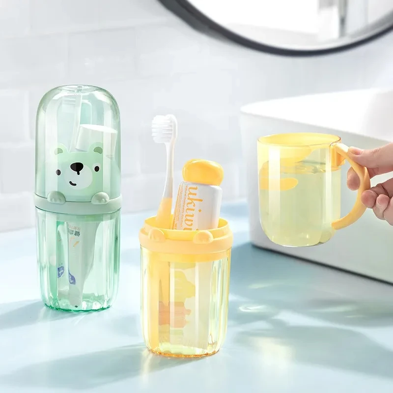 ชุดดูแลสุขภาพช่องปากสำหรับเด็ก On-the-Go - ที่ใส่แปรงสีฟันแบบพกพาพร้อมแก้วพับได้และกล่องใส่ยาสีฟัน