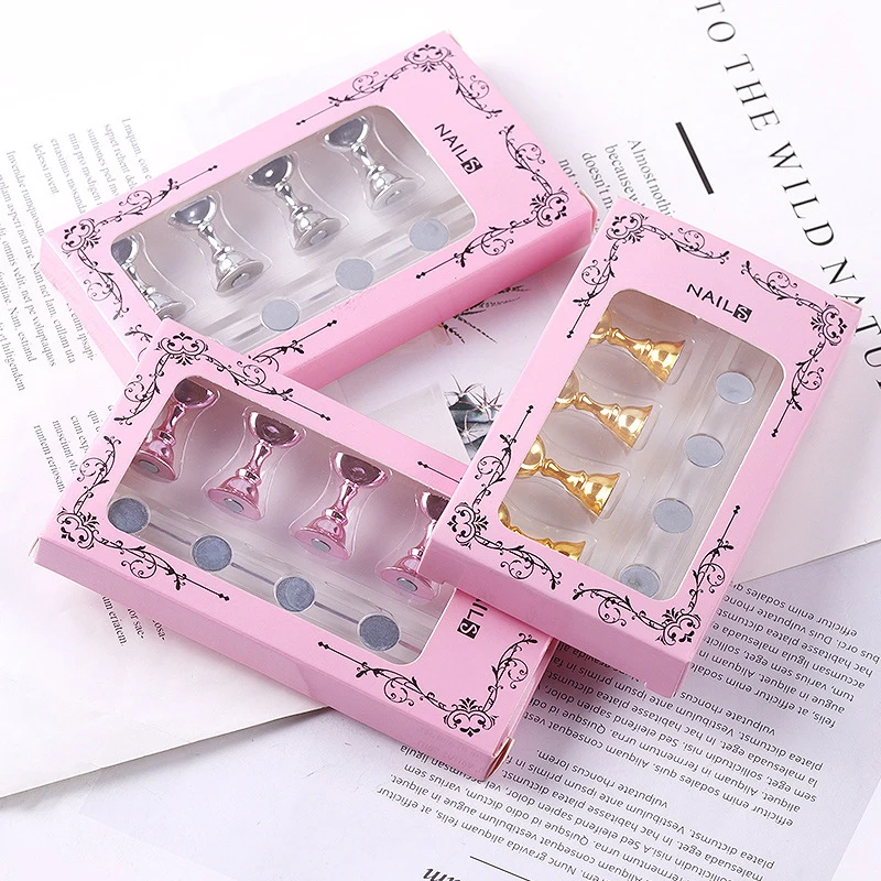 5/30 unids/set soporte magnético para uñas punta de uñas postizas soporte de práctica soporte de Base de cristal exhibición de Arte de uñas para salón de arte DIY y práctica