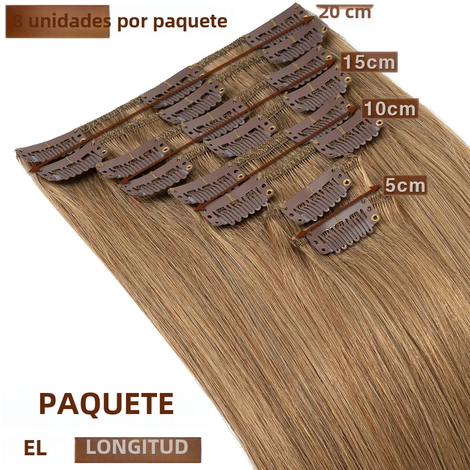 Extensiones de cabello Natural S-noilite, 50-80g, cabello humano liso fino, 8 "-24", 8 unidades/juego, Clip de cabeza completa en Clip de cabello Natural