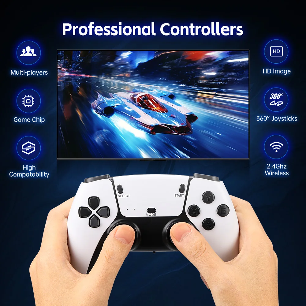 Console per videogiochi M15 4K TV Game Stick 64G 20000 giochi integrati Lettore di giochi portatile retrò con controller per gamepad wireless