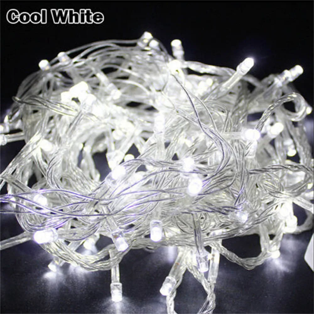 ไฟ LED String Fairy คริสต์มาส 10M 100LED 9 สี 8 โหมด AC220V/110V วันหยุดสําหรับงานแต่งงานตกแต่ง Garland