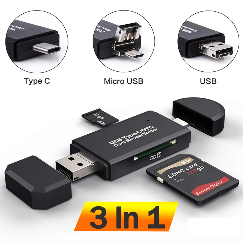 Устройство чтения карт памяти SD TF 3 в 1 USB Type C Micro USB to SD TF Card Reader SD TF Устройство чтения карт памяти OTG Адаптер для чтения карт памяти