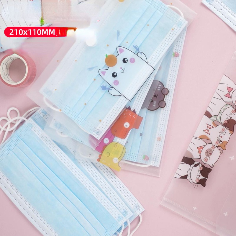 20x11cm transparente wasserdichte Gesichts maske Tasche Briefpapier Bleistift Tasche Fall Mini Cartoon Hasp Datei Ordner Büro zubehör