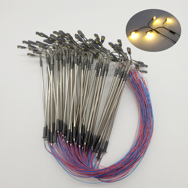10/20/30/50PCS 1:87 Ho Maßstab Modell Lampen 3V Doppel kopf Led-leuchten Straße Licht Warm Weiß Autobahn/Parkplatz/Zug Layout