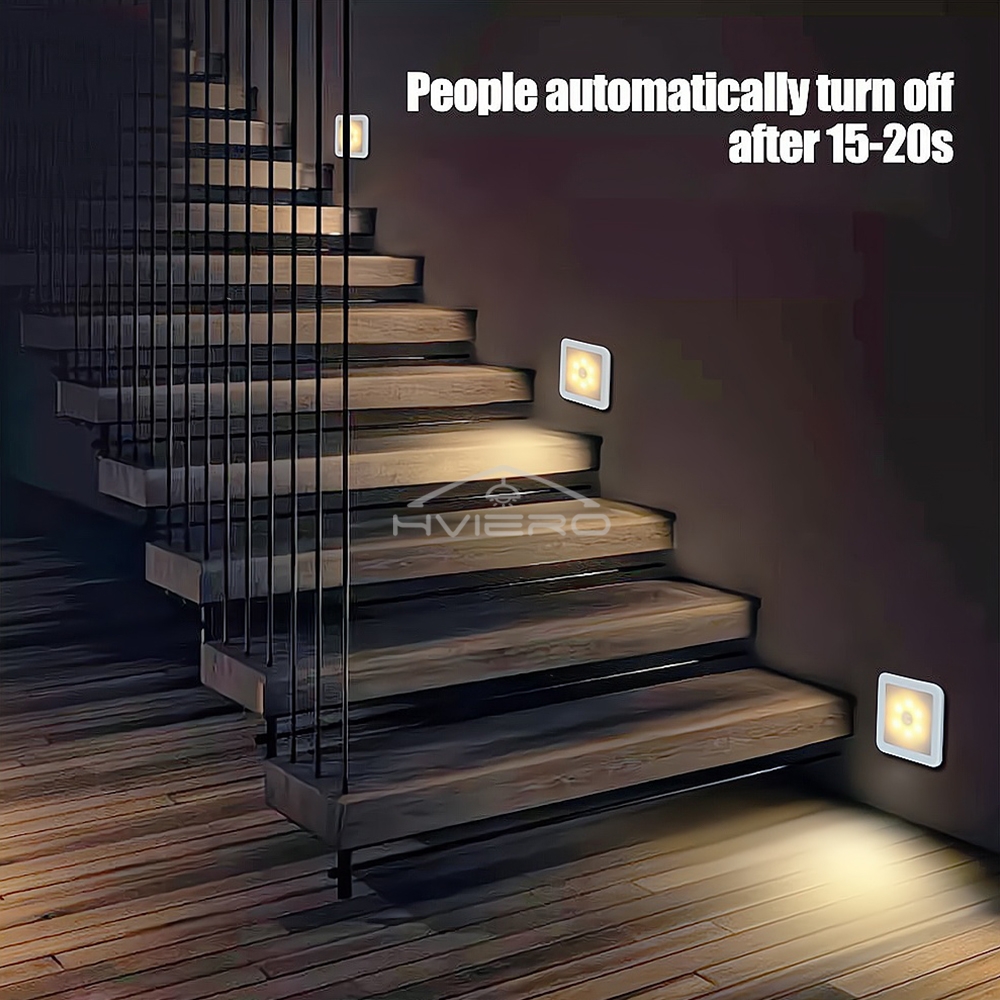 LED Night Light Motion ควบคุมหลอดไฟสมาร์ท Human Body Sensor แบตเตอรี่ดําเนินการบ้านข้างเตียงห้องนอนห้องโถงทางเดินโคมไฟติดผนัง