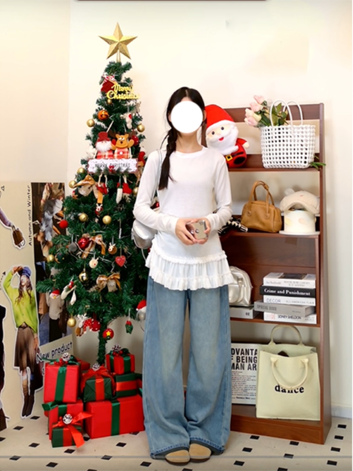 バレエスタイルフリル裾長袖 Tシャツ女性のファッションスリムフィットベースレイヤーシャツインナーウェアトップ春シーズン用