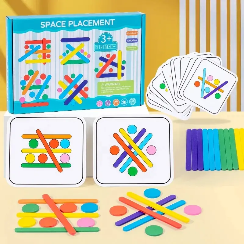 Bambini Arcobaleno Stick Pensiero Puzzle Legno Fai da te Bastone di gelato Puzzle Sfida Giochi da tavolo Giocattoli educativi per bambini Montessori
