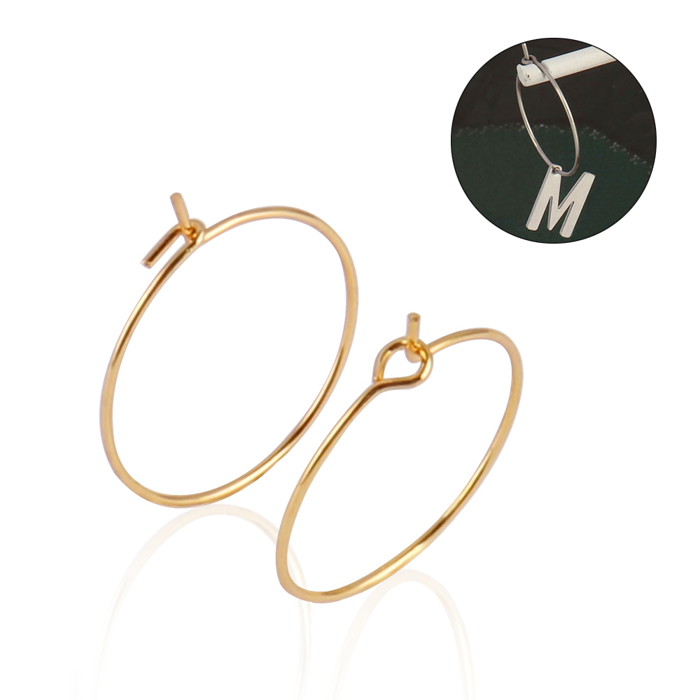 20 unids/lote de pendientes de alambre de círculo grande dorado de acero inoxidable de alta calidad para pendientes de aro DIY, suministros de accesorios para hacer joyas