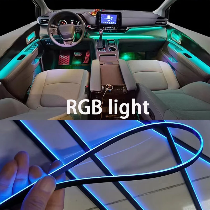 10/14/18 em 1 led luzes ambientais do carro 213 64 cores rgb sinfonia streamer bluetooth arco-íris tiras acrílicas kit de lâmpada atmosfera 12v