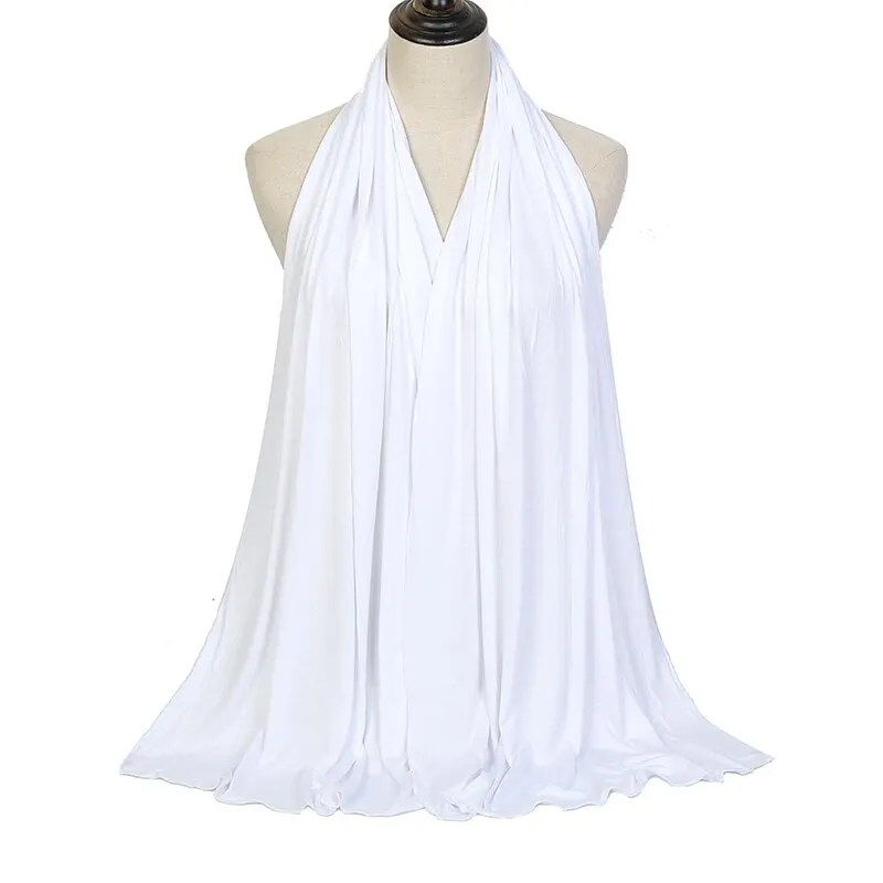 Sciarpa Hijab in Jersey di cotone modale per donna scialle elasticizzato fascia musulmana tinta unita moda marmitta lunga 170*60cm