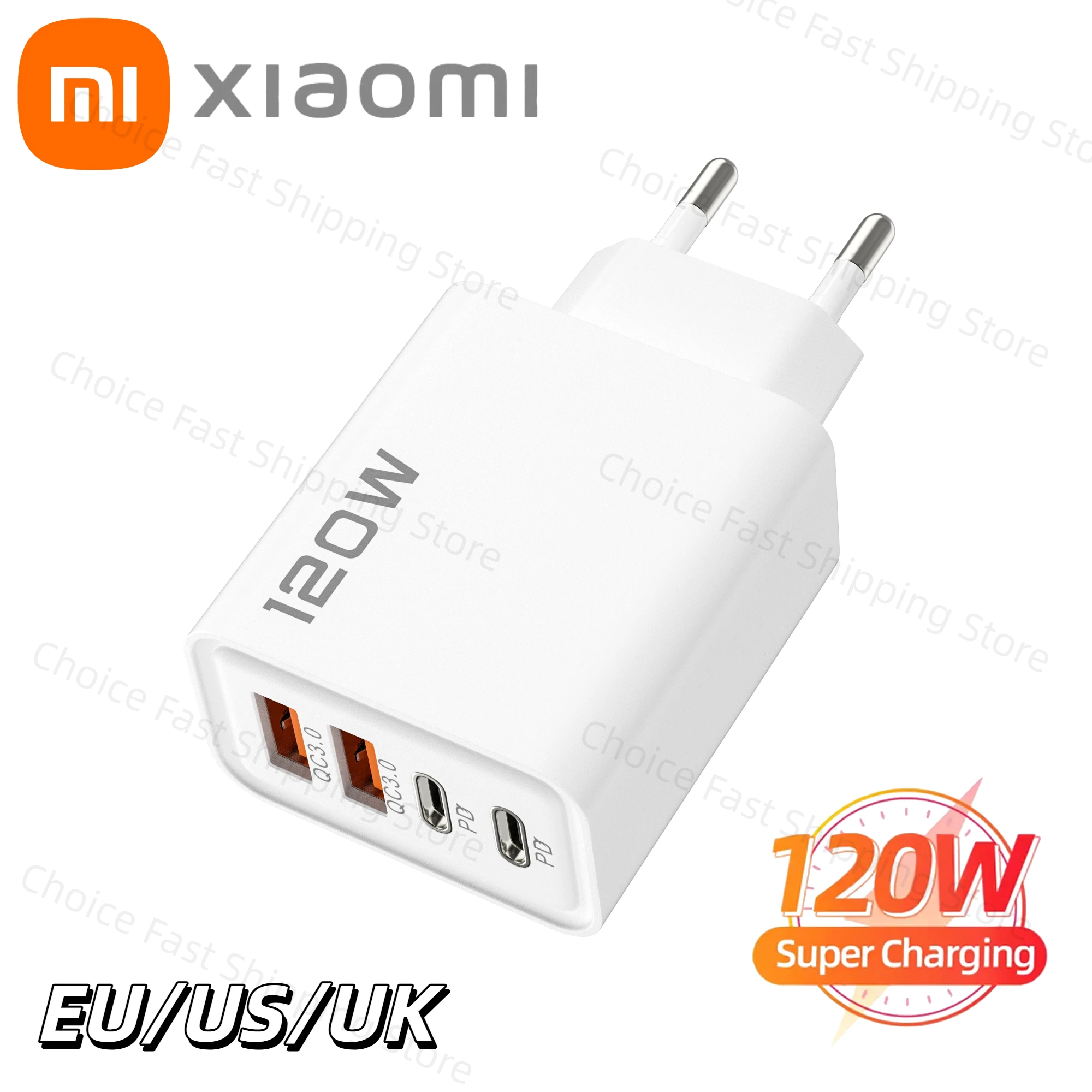 Xiaomi 120 Вт 4-портовое зарядное устройство USB типа C Кабель для быстрой зарядки данных USB-адаптер для зарядного устройства для телефона для Samsung IPhone Huawei Настенное зарядное устройство