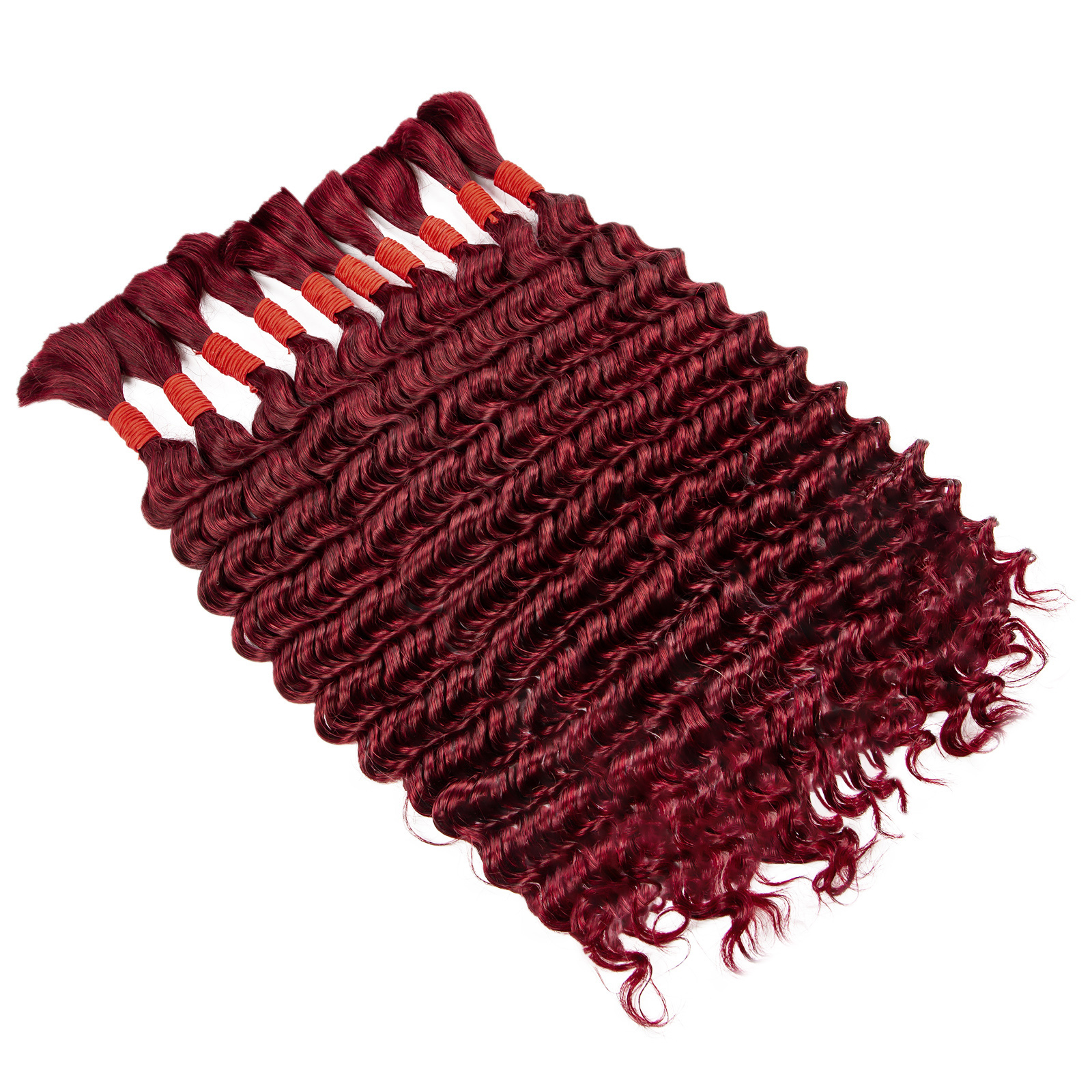 Bordeaux 99J #   Bulk Echt haar Geen inslag 1 bundel 50g Diepe golf Echt haar Bulk voor vlechten 10A Krullende extensions voor Boho-vlechten