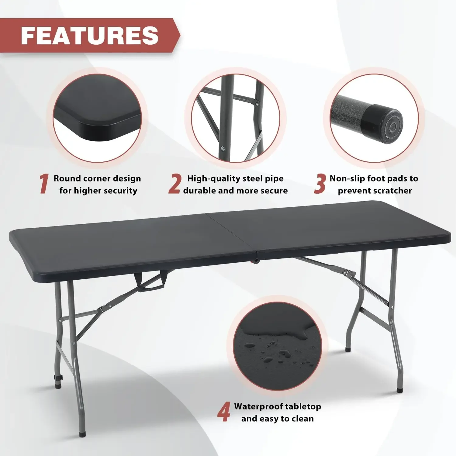 Folding Half Portable Foldable Table for Parties Backyard Events
