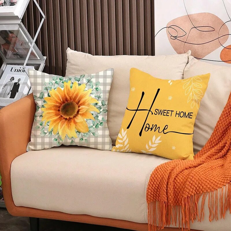 Clearance_1pcs Spring Themed Alphabet, Leaves, Sunflower Decorative Pillow Covers For Sofa, Couch, Home Decor_Continuous updates