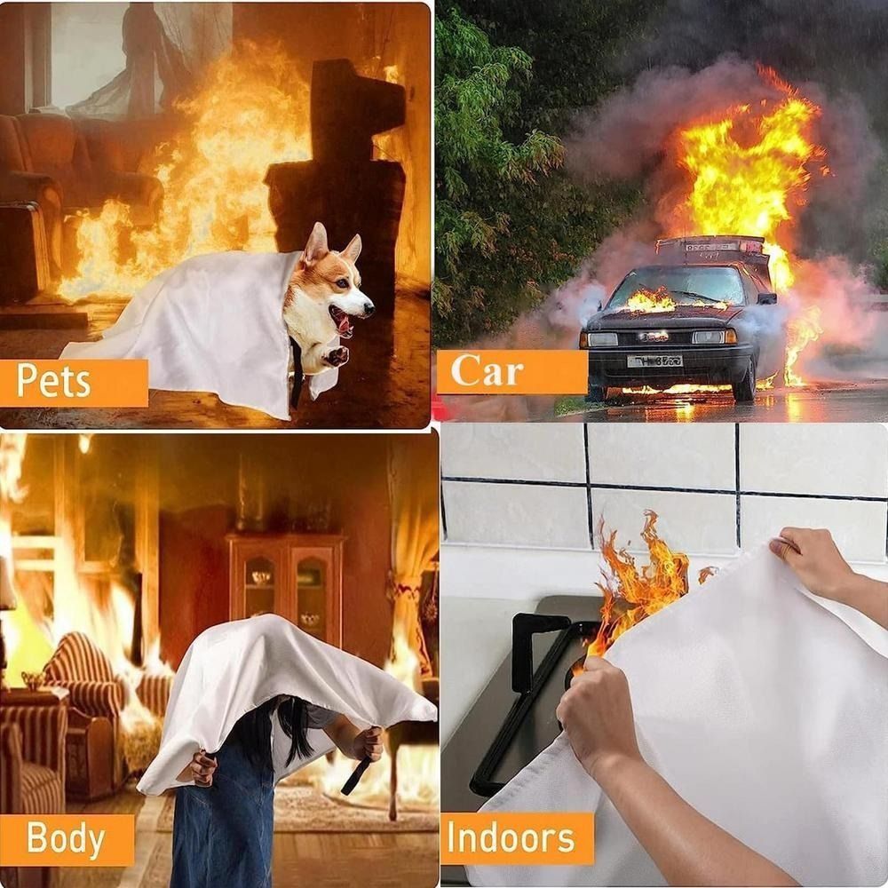 1/1.2/1.5/2M Coperte antincendio Quadrate Durevoli Soppressione Kit di sopravvivenza di emergenza Fuoco ignifugo in fibra di vetro