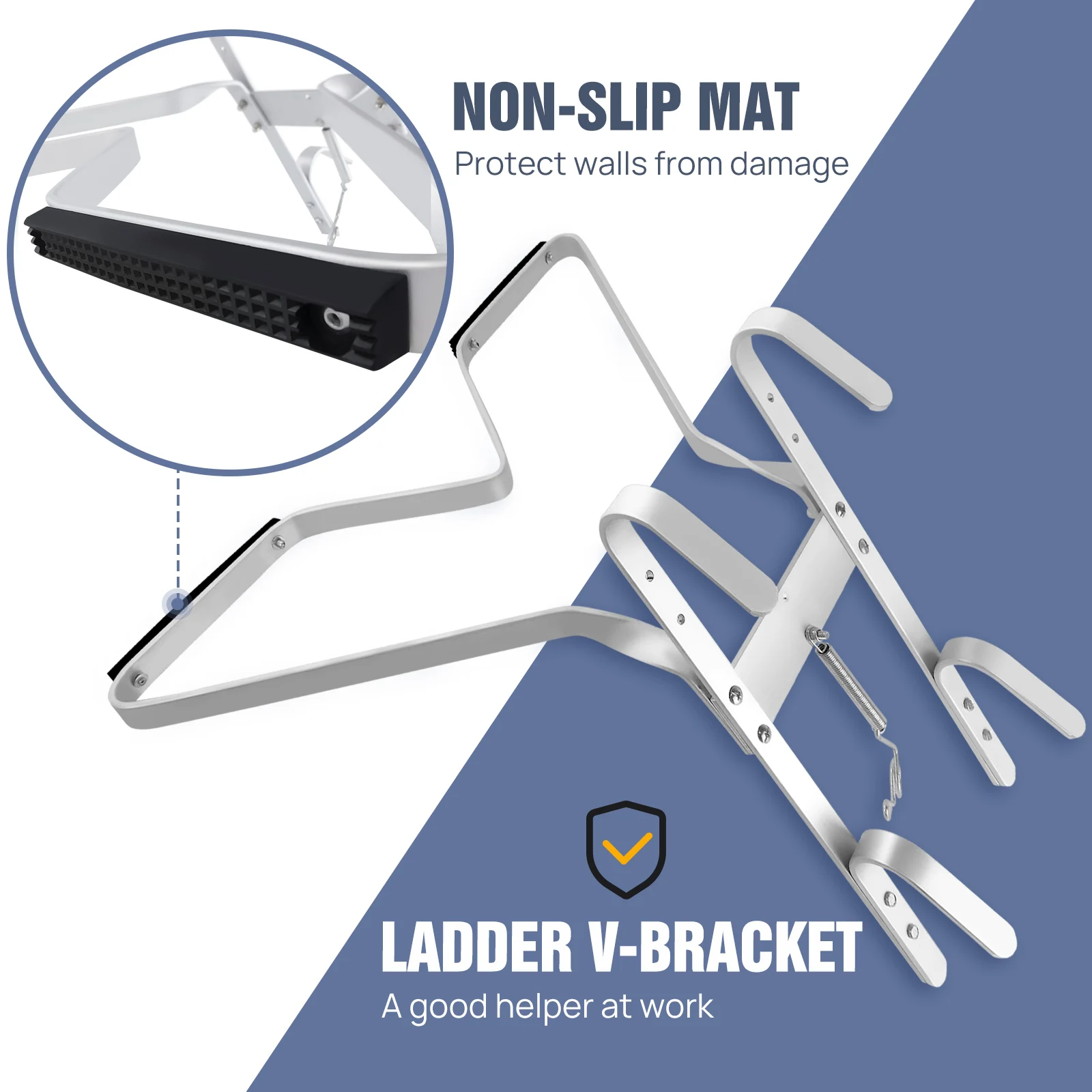 BRIEFNESS Universal Ladder Standoff V-Shaped Gutter Hook - Anti-Slip Ladder Stabilizer, Side Support Bracket for Extension
