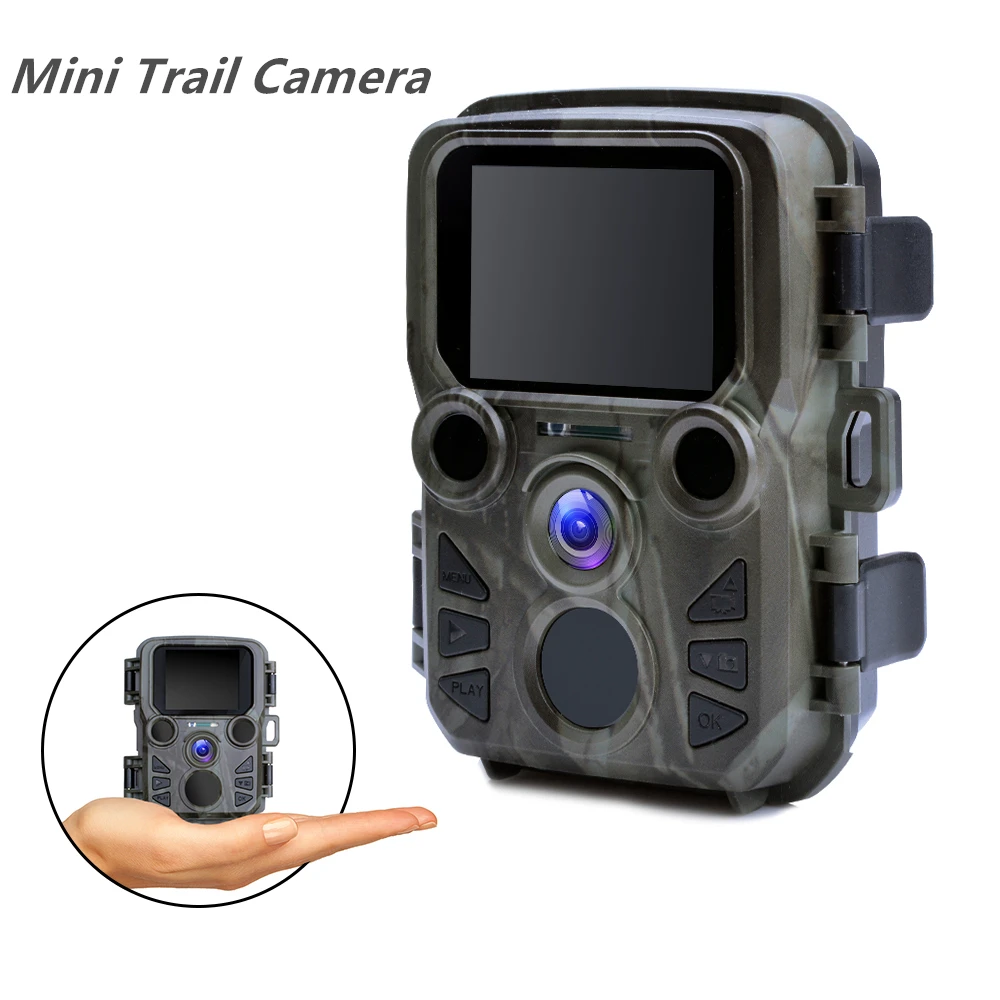 Minicámara con Visión Nocturna, Cámara Resistente al Agua, 1080 P, 12 MPX, IR LED, Alcance hasta 65 Pies, Trampa Fotográfica para la Naturaleza, Ideal para Caza y Exteriores