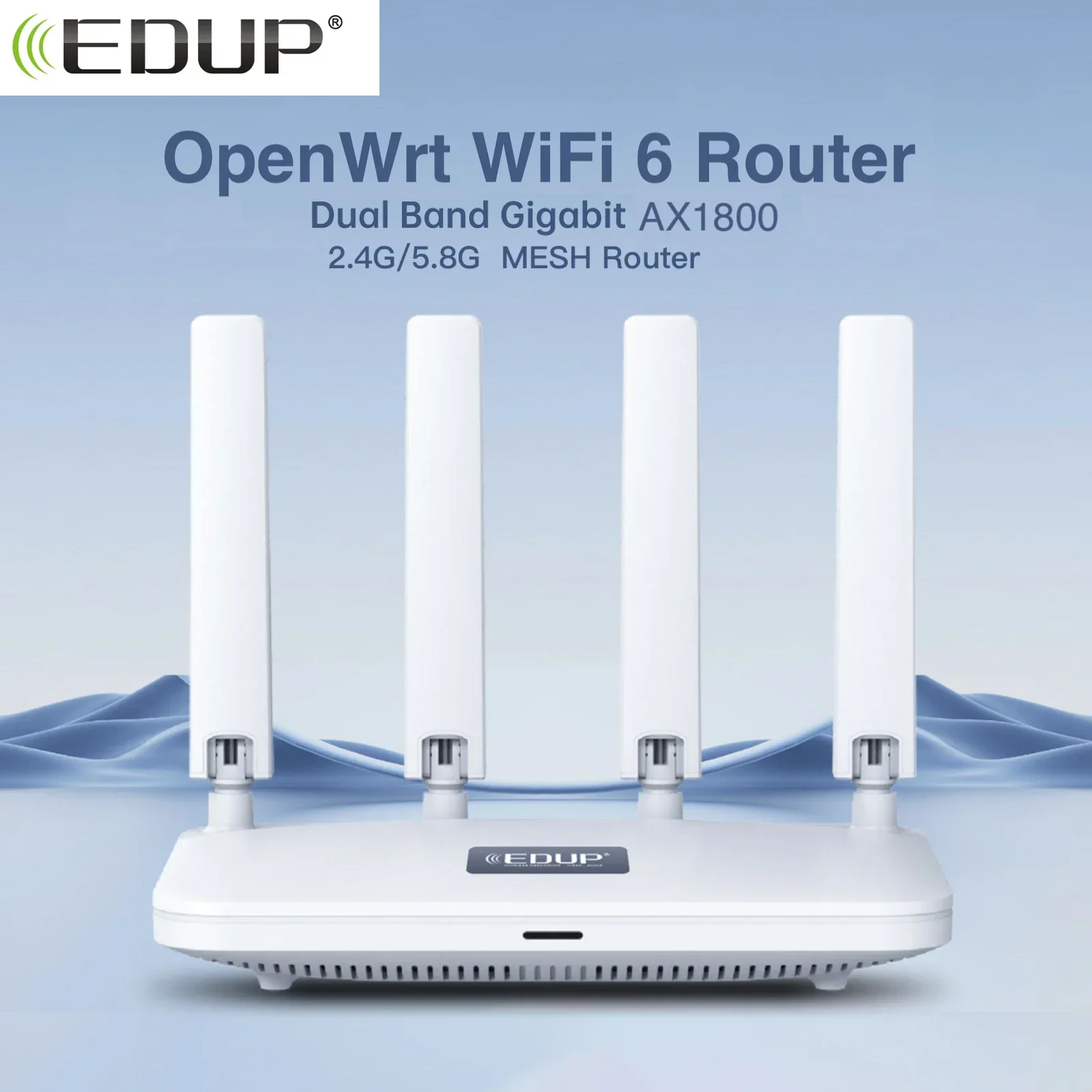 EDUP 2960S Router W ​ ifi 6 Mesh Router AX1800 2,4 GHz 5 GHz Dual Band Gigabit Draadloze Routers High Gain Antennes Sterk signaal