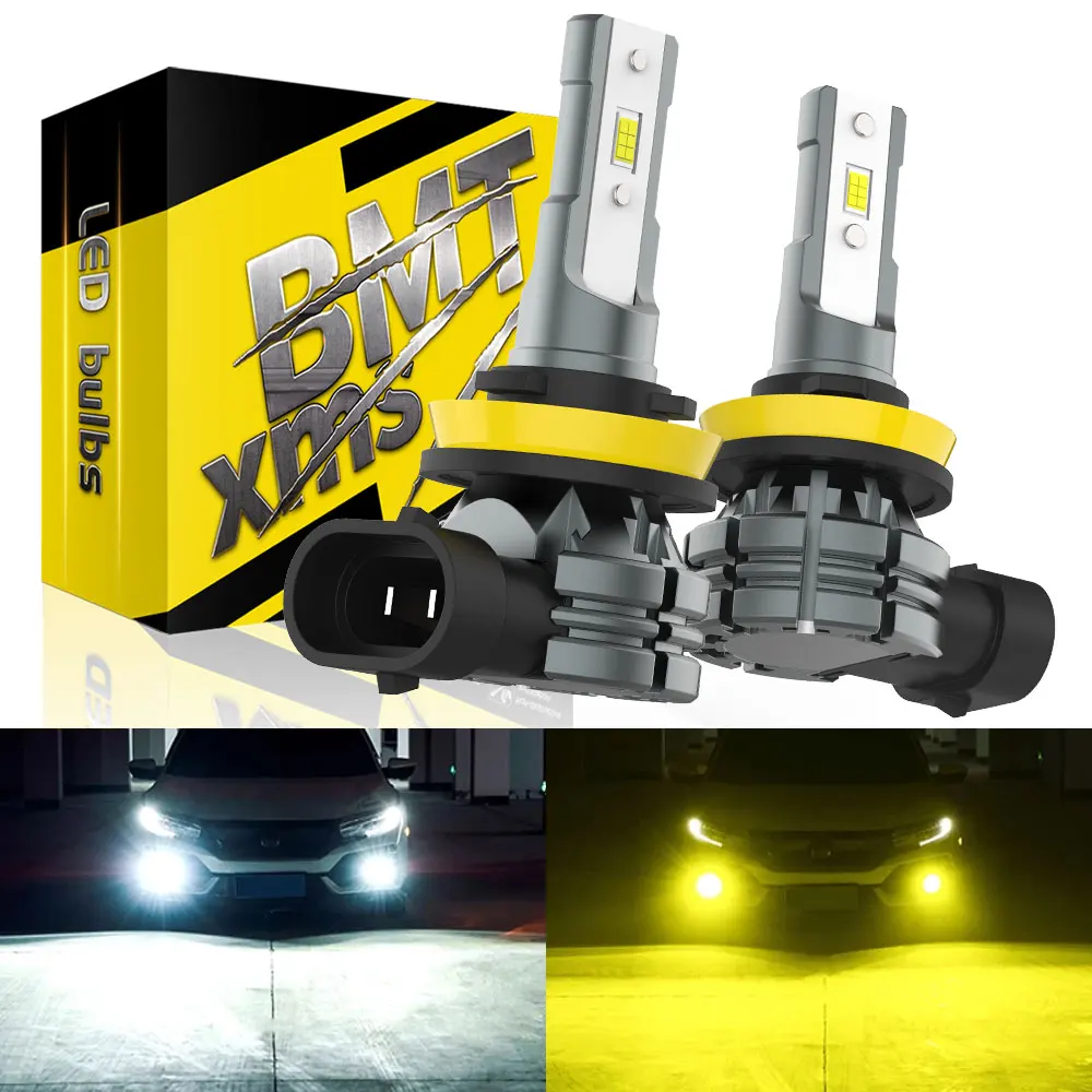 BMTxms 2 peças 60w 12000lm canbus h8 h11 9005 9006 luz led para carro luz de neblina h9 hb3 hb4 9145 h10 lâmpada de neblina led 6500k 3000k 12v diodo