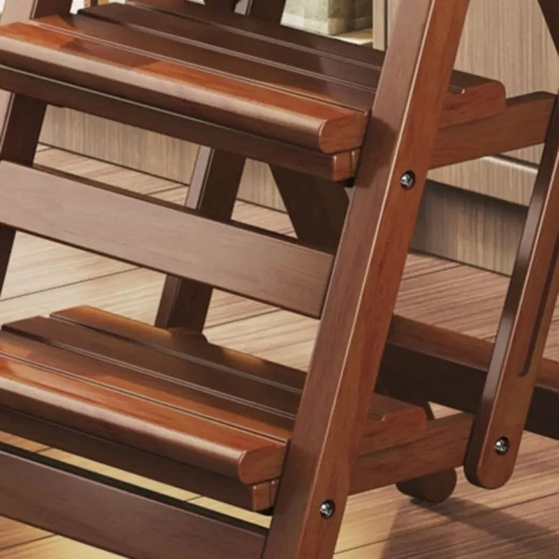Foldable Ladder Chair Solid Wood Ladder Stool Household Installation-free Climbing Pedal Multi-functional Climbing Step Stool