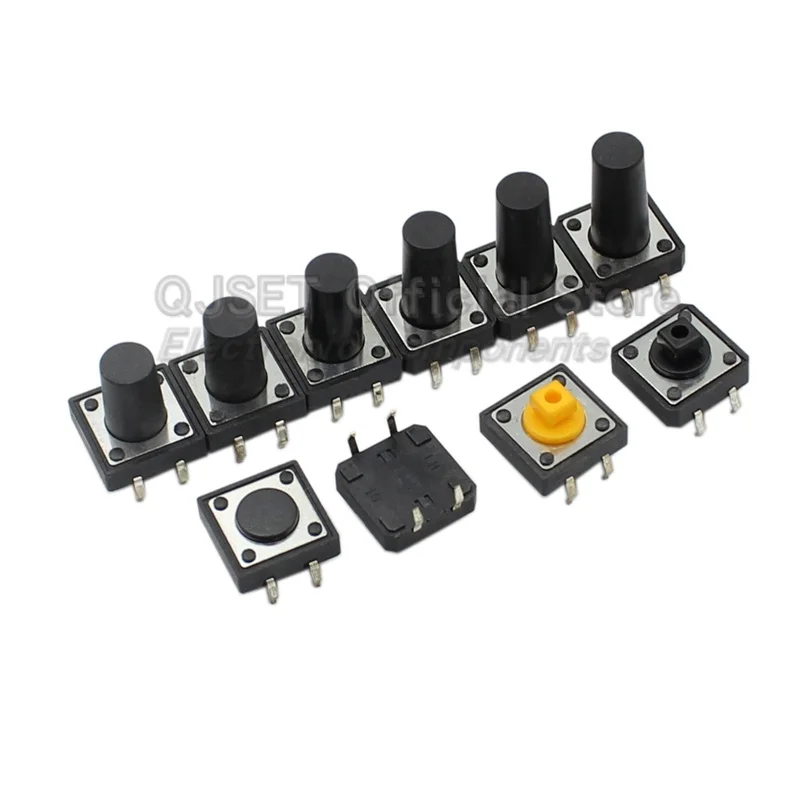 20pcs 12x12mm Tactile Switch Pushbutton Keypad Microswitch Vertical 4 Pin Switch 12*12*4.3mm/5/6/7/8/9/10/11/12/13/14/15/16/17mm