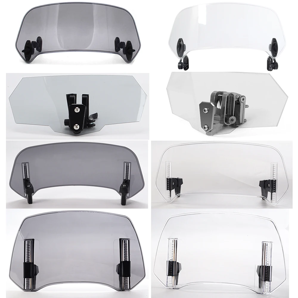 Universal Motorcycle Windshield Extension Adjustable Spoiler Clamp-On Windscreen Deflector For BMW KAWASAKI YAMAHA HONDA SUZUKI