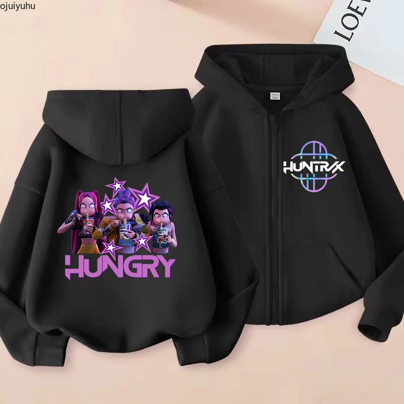 2025 película sudaderas con cremallera Kpop Demon Hunters Sudadera con capucha niños ropa chico niña niño sudadera cremallera con capucha bebé Casual Top