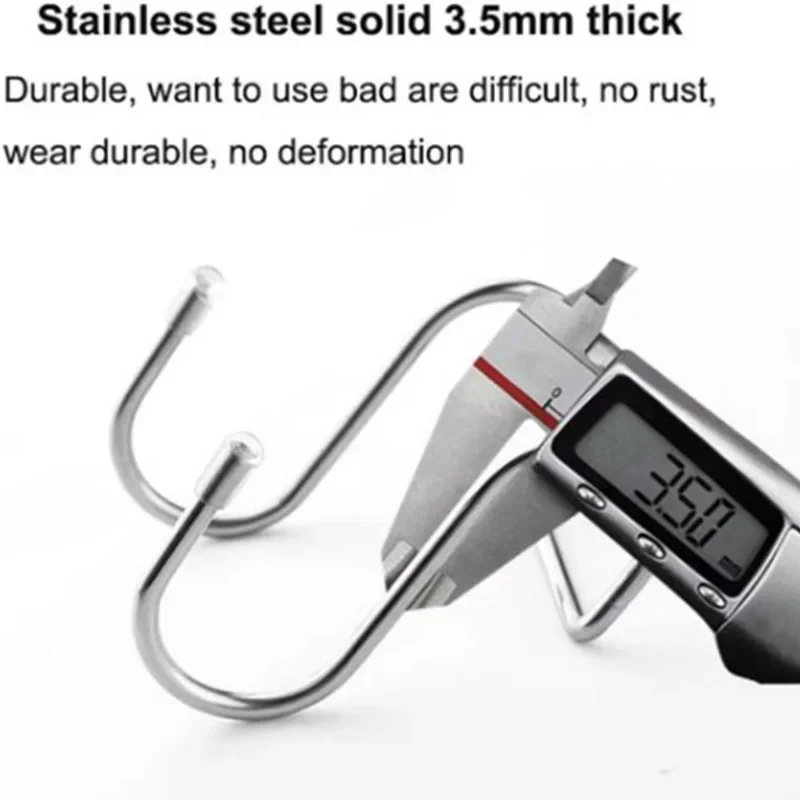 2PC 304 ตะขอสแตนเลสเจาะฟรี Double S-Shape Hook ห้องครัวห้องน้ําประตูตู้ด้านหลังประเภท Coat ผ้าเช็ดตัวแขวน