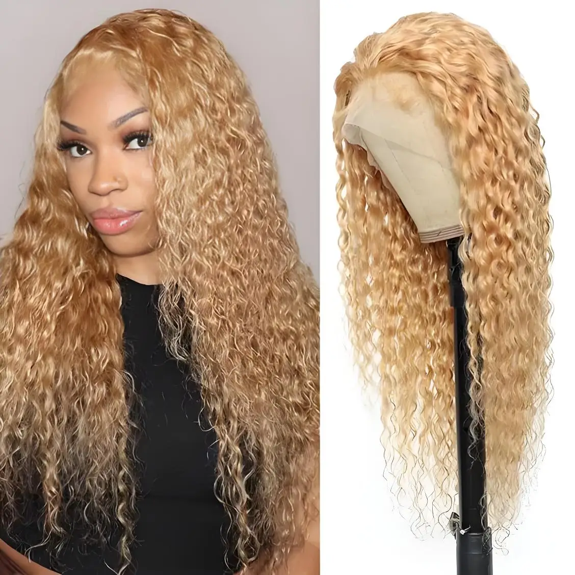 Mel loira 200% completa 13x4 13x6 hd peruca dianteira do laço para mulheres remy cabelo humano profundo 4x4 fechamento 30 peruca 27 # Água cor castanho claro