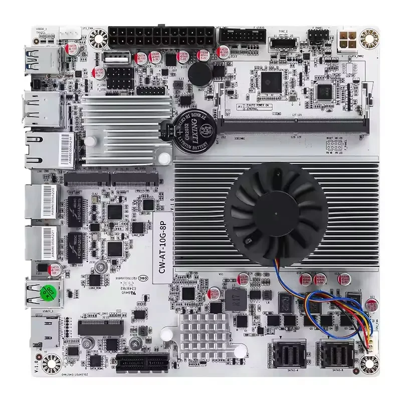 CWWK 8-Bay 10G NAS Motherboard Intel N150 N100 i3-N305 1*10G 2.5G 2*NVMe 2*SFF-8643 to 8*SATA Firewall Mainboard Type-C 17*17