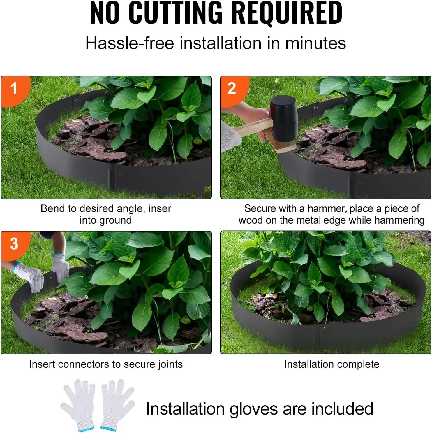Steel Landscape Edging, 5-Pack Steel Garden Edging Borders, 39" L x 4" H Strips, Hammer-in Edging Border