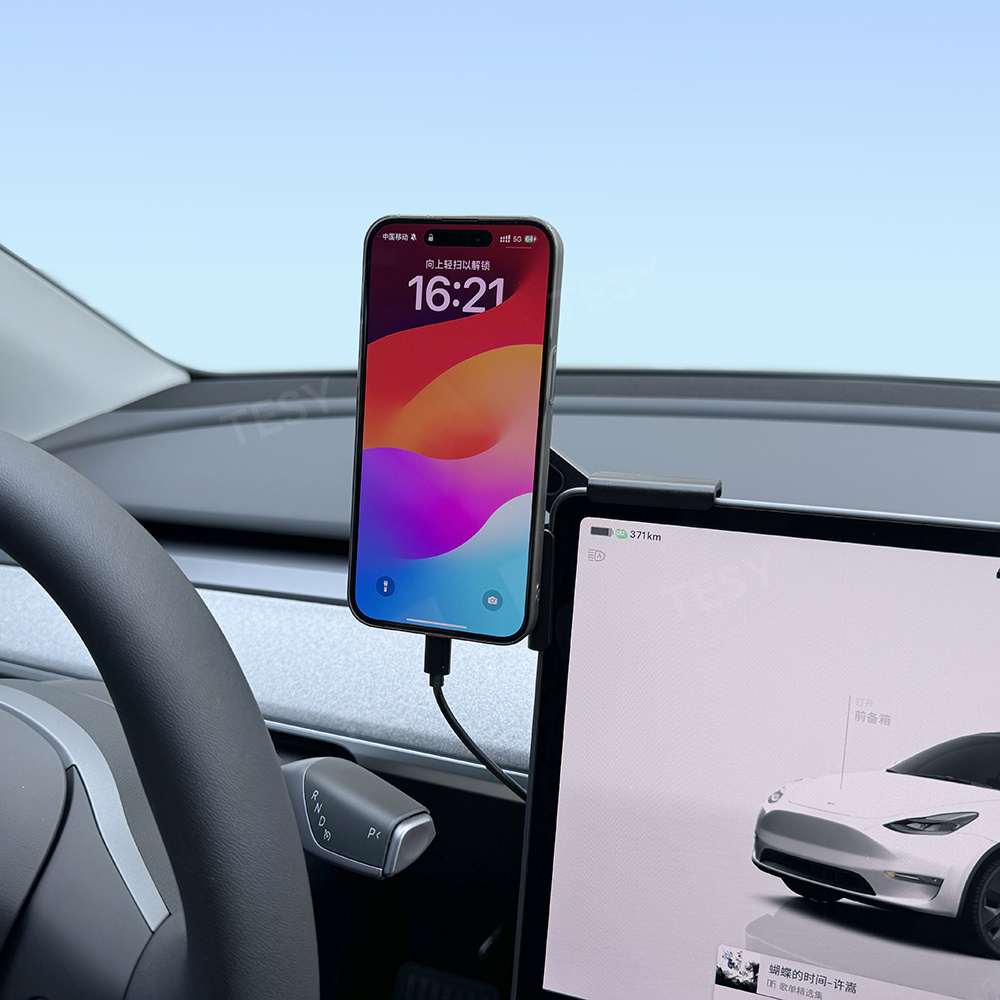 for Tesla Model 3/Y/HIGHLAND 2024 LAUNCH 2025 Phone Holder Screen Mount Magnetic Wireless Charger 15W Fast Charging  BYD Atto 3