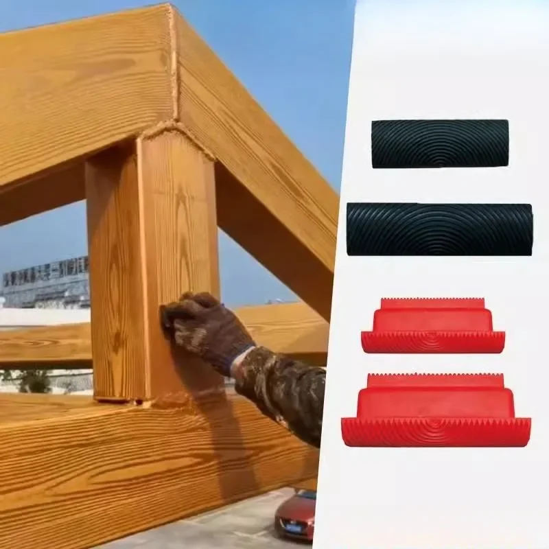 ใหม่ยางเนื้อแปรงลูกกลิ้งเลียนแบบไม้ Graining ภาพวาดเครื่องมือ Art ลายนูน DIY Graining สําหรับผนังห้อง Art Decor