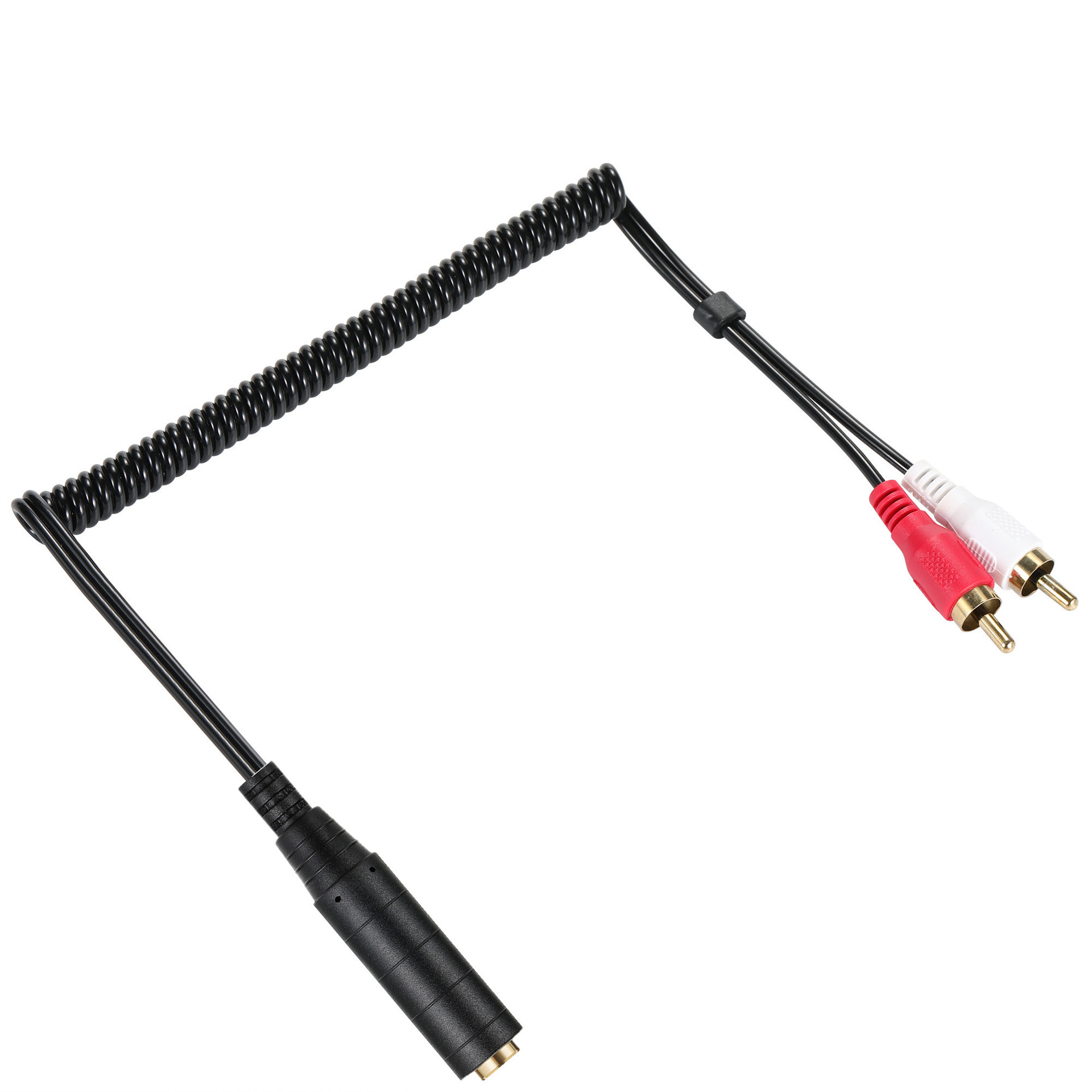 Kabel gulung 1/4 inci TRS ke kabel Audio RCA ganda, kabel pemisah Y Audio Stereo RCA lapis emas 6.35mm 1/4 inci TRS ke 2 RCA