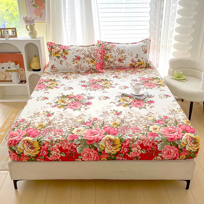 Sábanas con estampado de flores, sabanas con estampado reactivo, cama matrimonial individual/Queen/King, funda de colchón, sábanas dobles