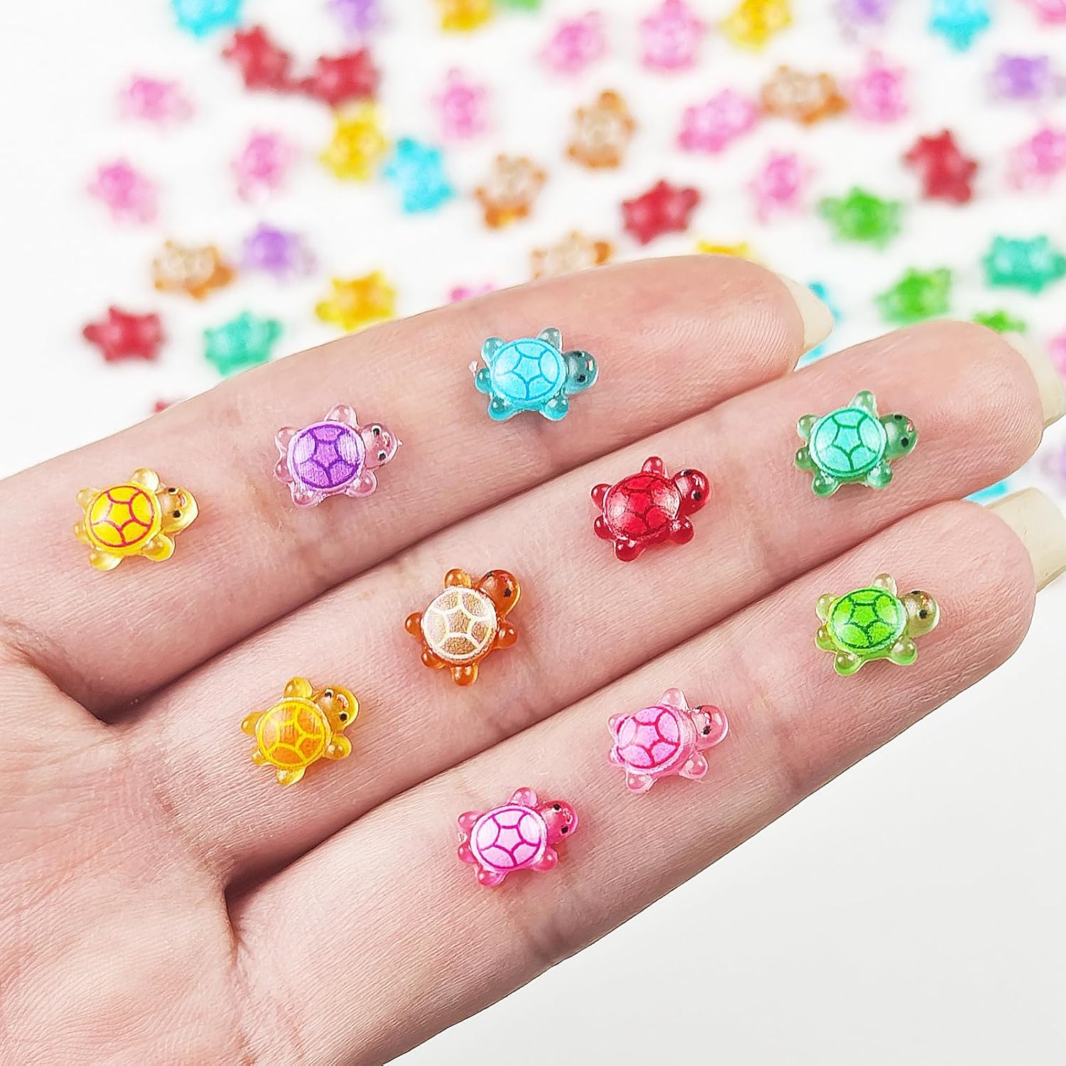 50/100Pcs Mini Luminous Turtle Eight Color Decorative Bead Decoration DIY Accessories Resin Accessories Handmade DIY Decoration