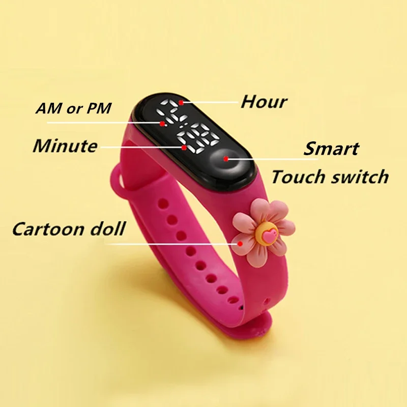 Reloj LED resistente al agua para niños, pulsera deportiva informal a la moda, relojes para niñas y niños, reloj electrónico inteligente de silicona con pantalla táctil para niños