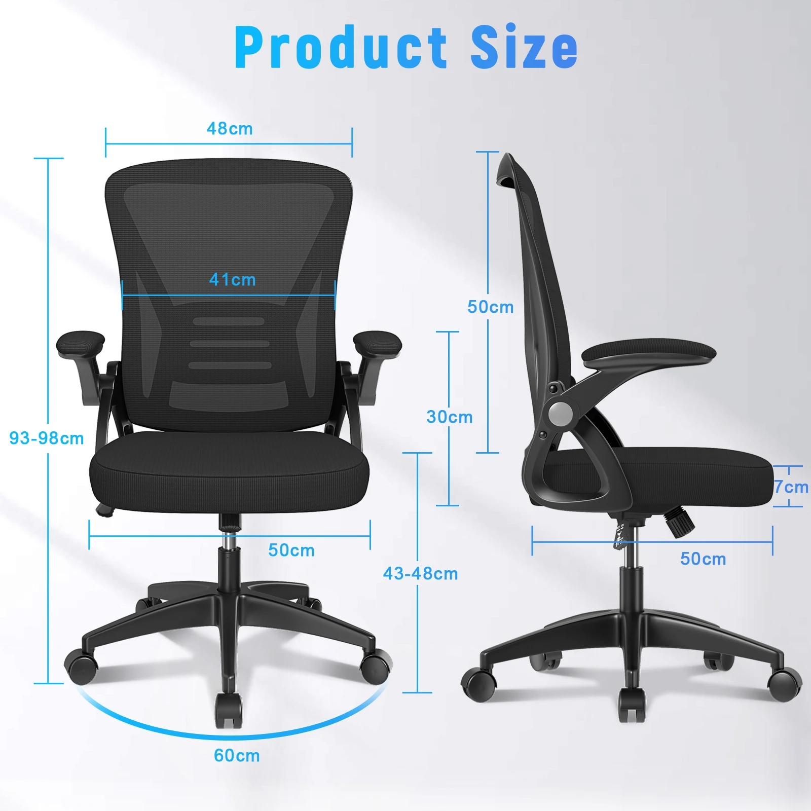 Sedia da ufficio ergonomica con sedile scorrevole 90 °   Sedia da ufficio per casa regolabile con bracciolo ribaltabile, supporto lombare regolabile in altezza