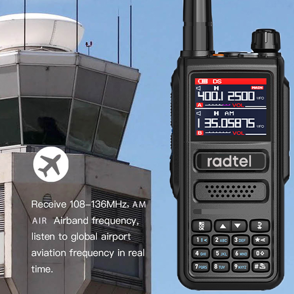 Radtel RT-470 6 bands amateur ham zwei weg radio station 256ch 10w air band walkie talkie noaa lcd farbe polizei scanner luftfahrt