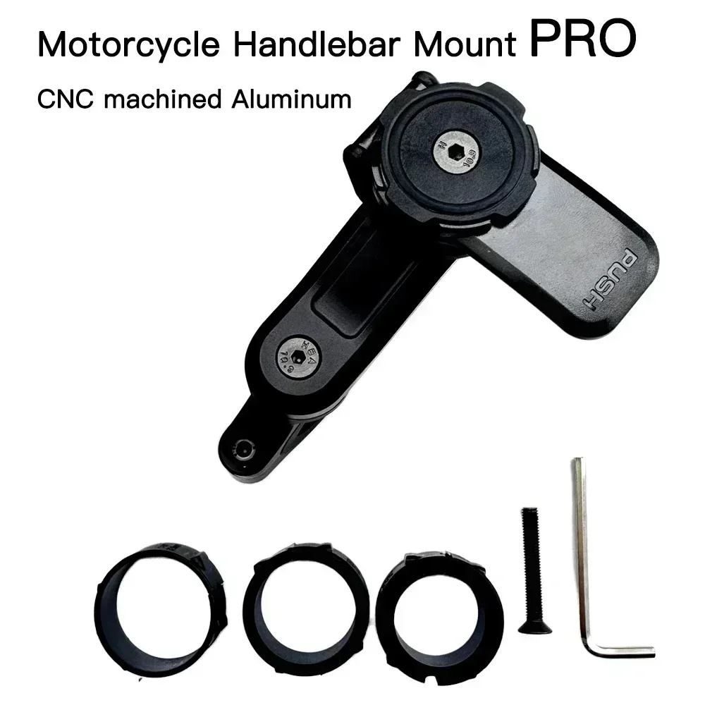Abrazadera para manillar de motocicleta, soporte PRO para horquilla, soporte para teléfono, amortiguador de vibración, adaptadores universales MAG, cargador inalámbrico