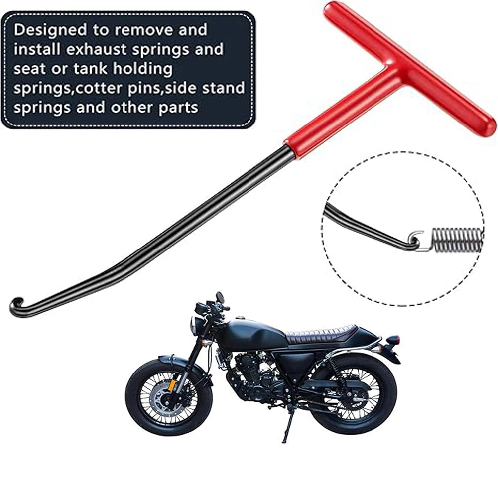 Gancio a molla di scarico durevole - Strumento per l'estrattore della maniglia a forma di T per l'installazione e la rimozione del tubo di scarico del veicolo della bici del motociclo