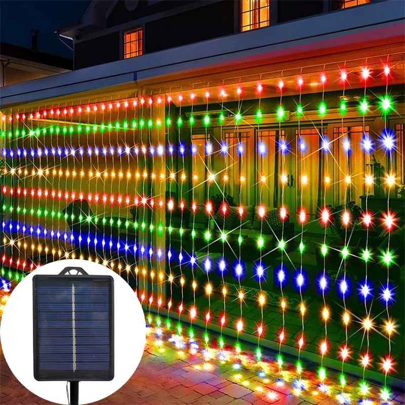 600/300/200/100LED luces de cortina solares luces de hadas al aire libre luces LED decoraciones de boda de Navidad luces de cadena decoración de jardín