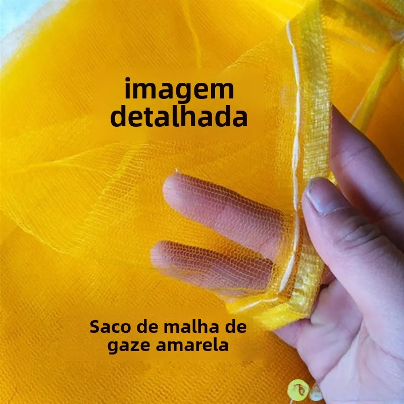 Saco de Malha de Nylon para Frutas e Vegetais com Cordão ande para Armazenamento de Batatas e Cebolas Acórios Domésticos